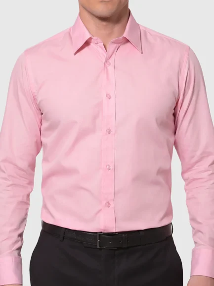 Pink cotton shirt, slim fit