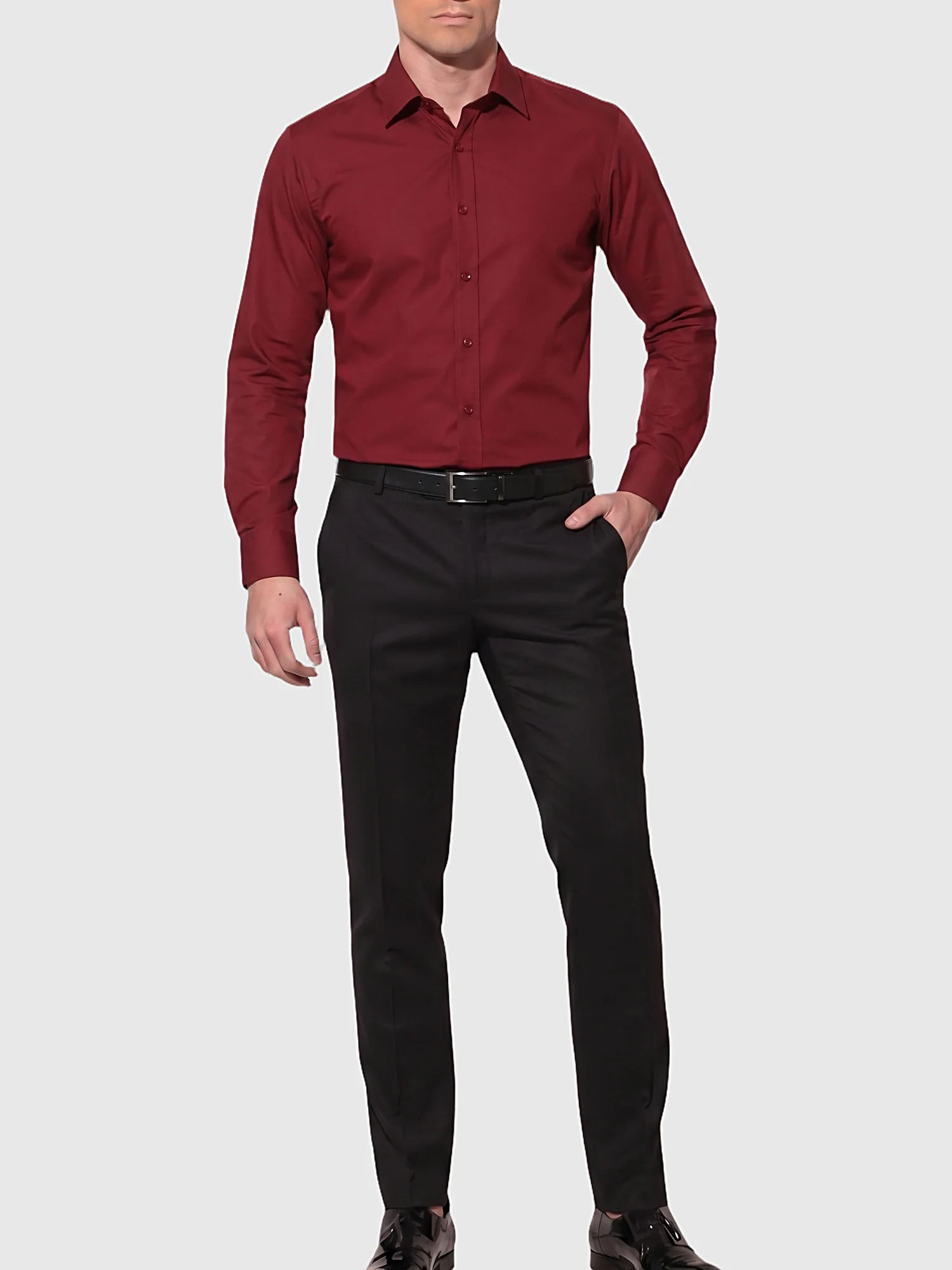 Burgundy cotton shirt, slim fit Burgundy cotton shirt, slim fit