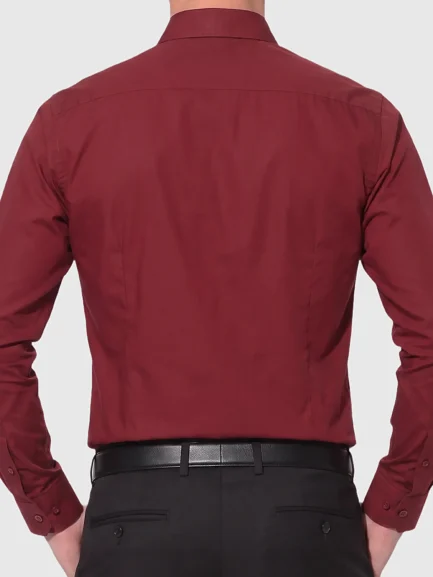 Burgundy cotton shirt, slim fit