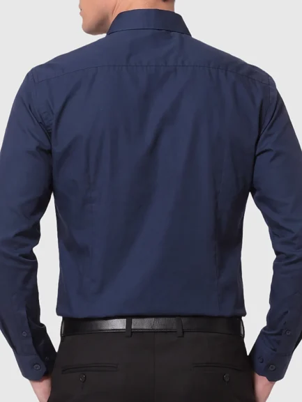Dark blue cotton shirt, slim fit