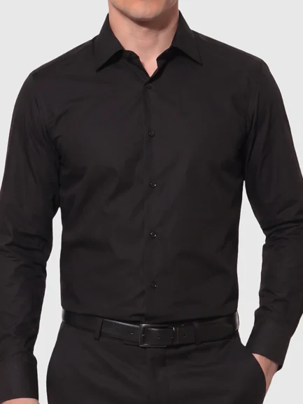 Black cotton shirt, slim fit