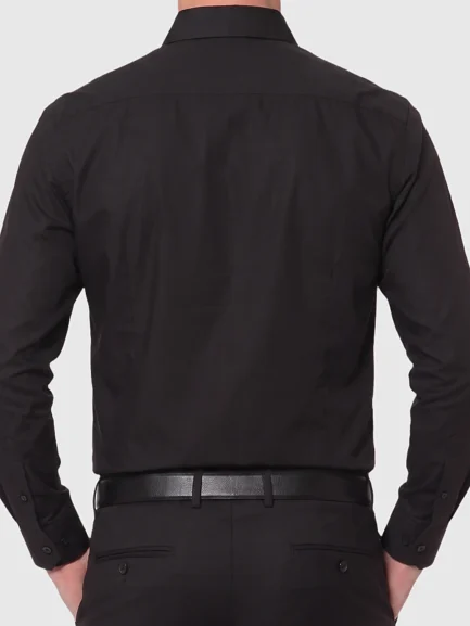 Black cotton shirt, slim fit