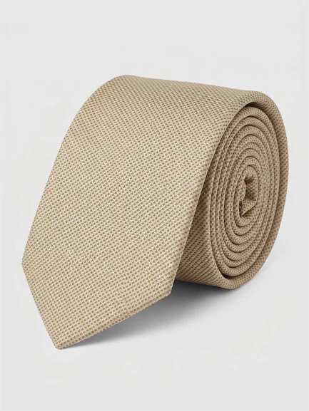Ecru melange jacquard tie