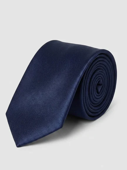 Tie dark blue satin