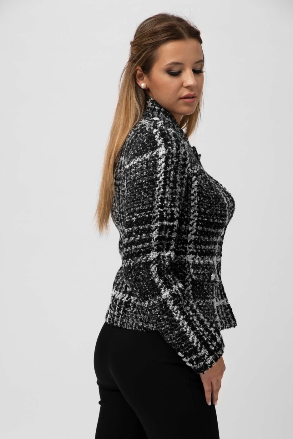 Women's short coat Shine gray check
