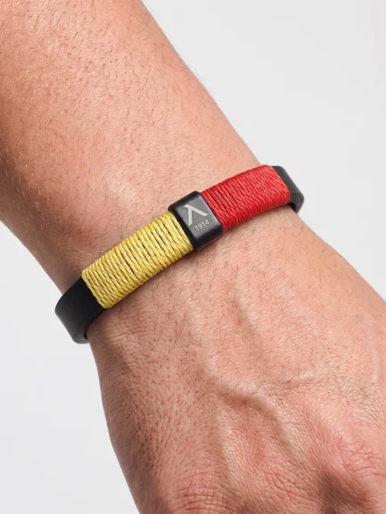 Levski leather bracelet in yellow-raspberry color