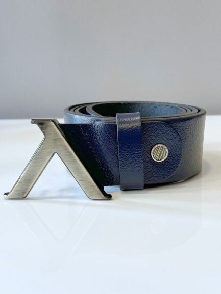 Мen's belt Levski from dark blue calf leather Мen's belt Levski from dark blue calf leather
