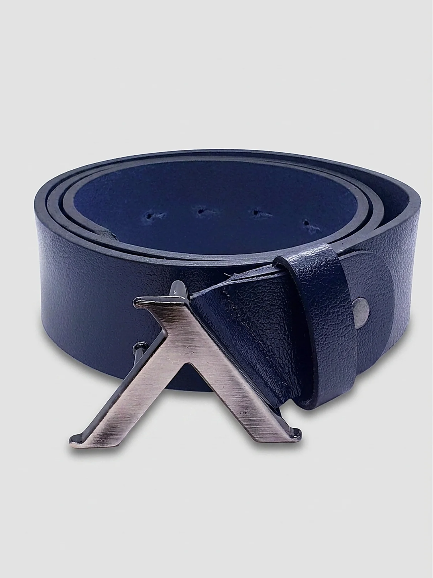 Мen's belt Levski from dark blue calf leather Мen's belt Levski from dark blue calf leather