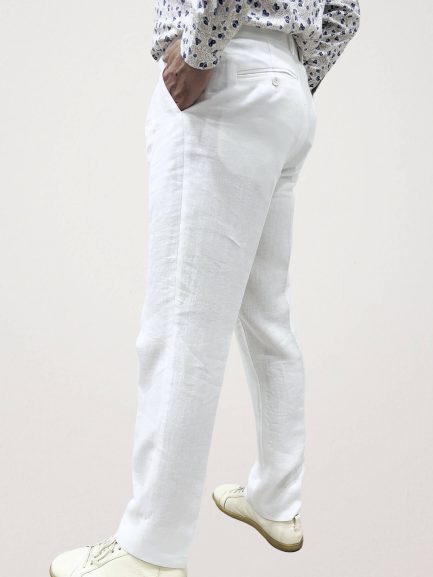 Панталон бял лен
